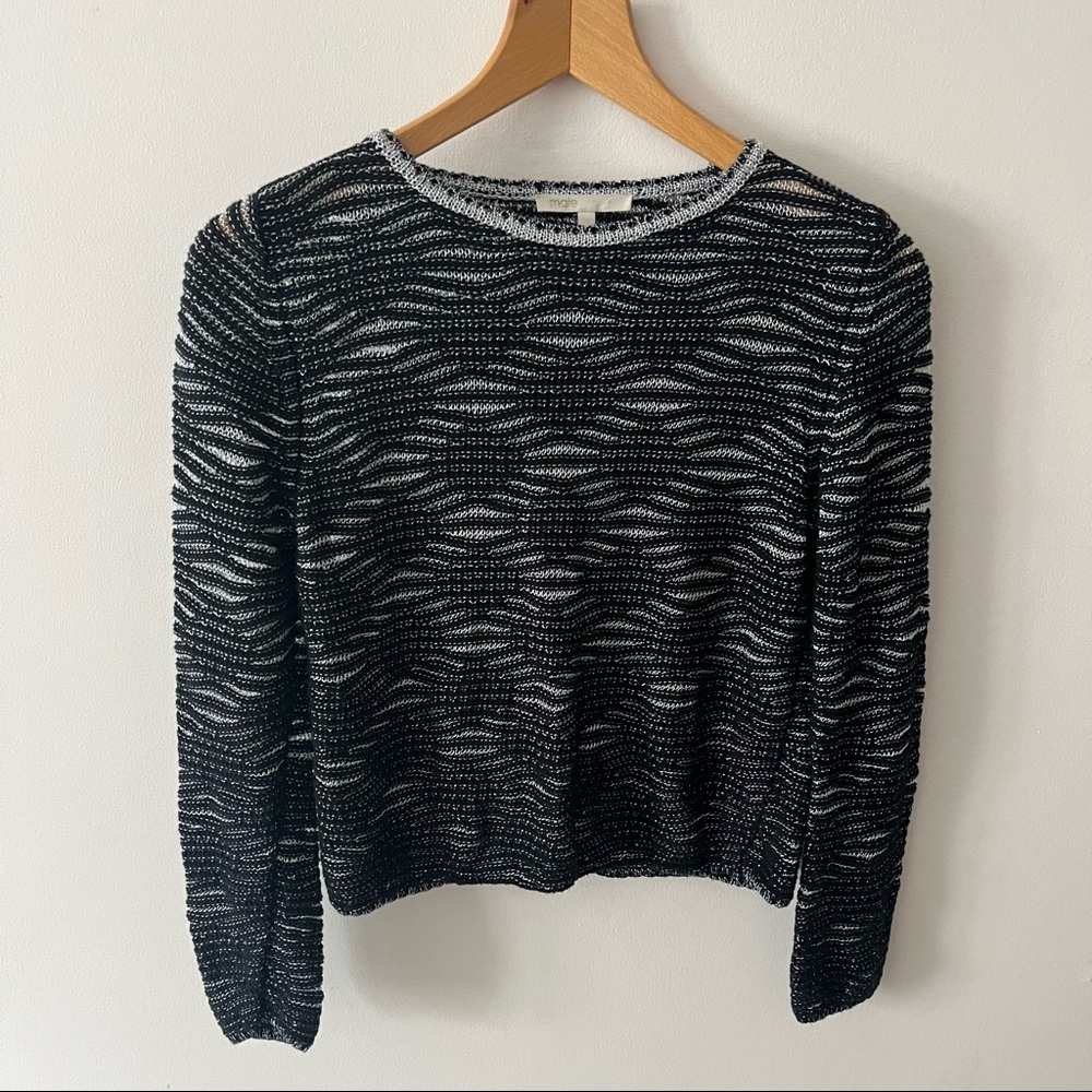 Maje Melodie Jacquard Metallic Open Knit Sweater / Size 1 / Small - Picture 6 of 13
